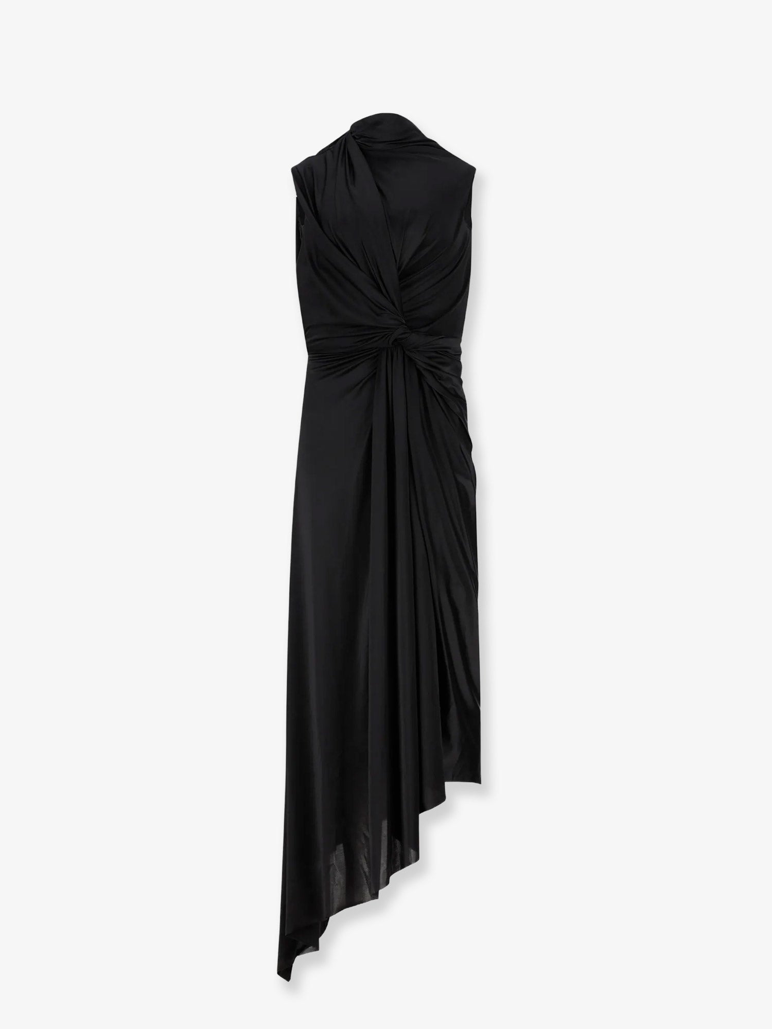 Stretch fabric long asymmetrical dress