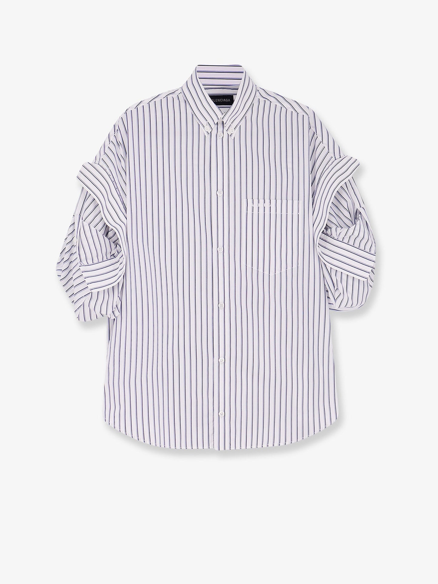 Tucked Sleeve striped cotton shirt