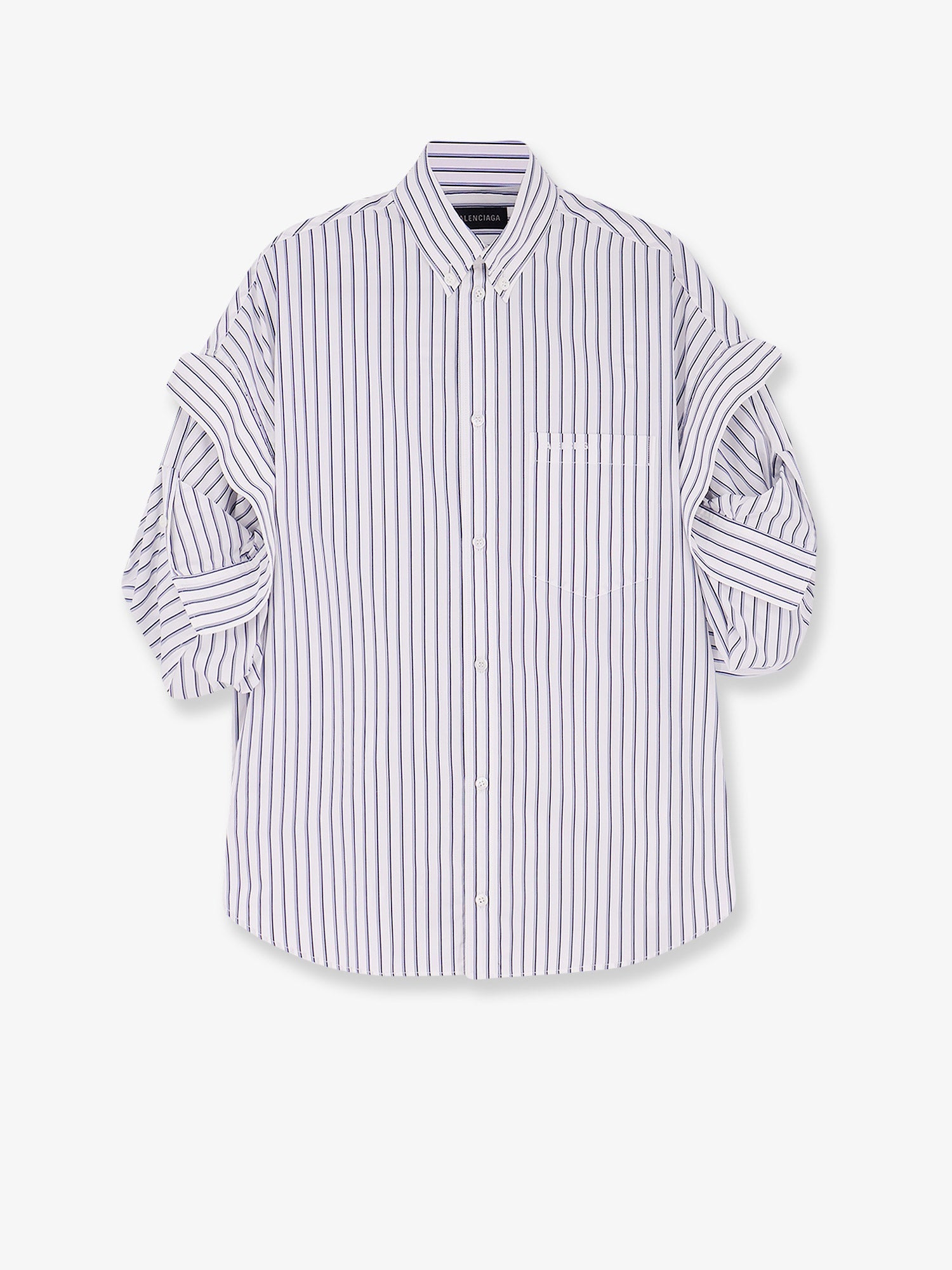 Tucked Sleeve striped cotton shirt