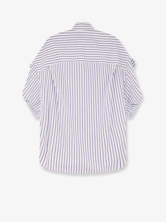 Tucked Sleeve striped cotton shirt