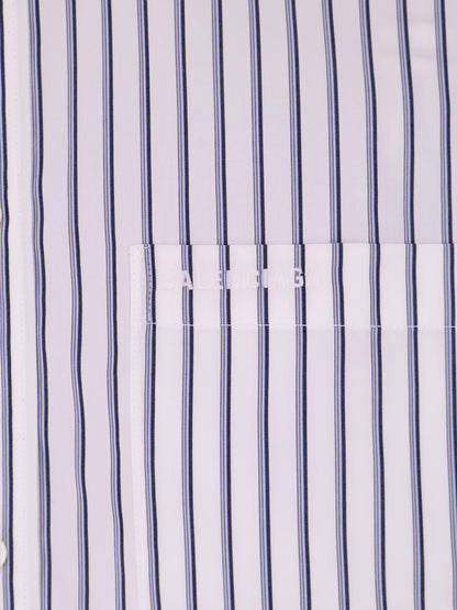 Tucked Sleeve striped cotton shirt