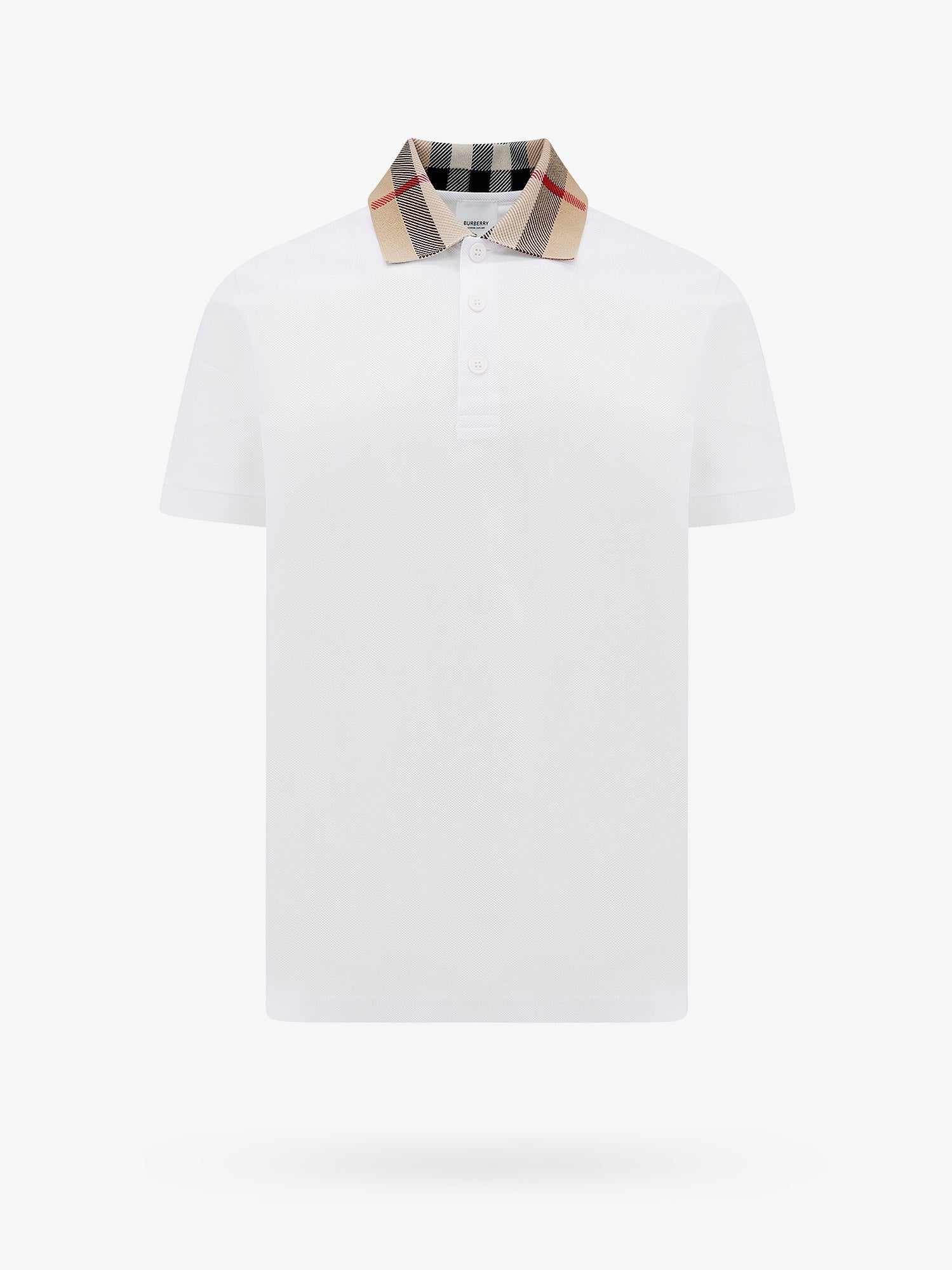 Cotton polo shirt with Check collar detail