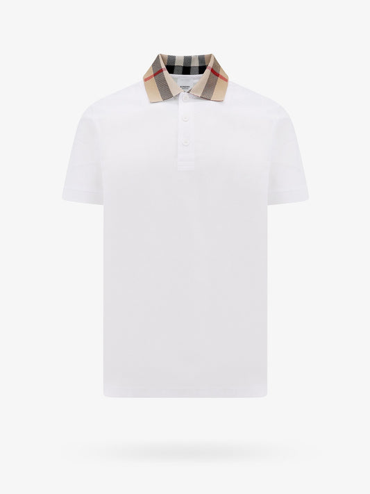 Cotton polo shirt with Check collar detail