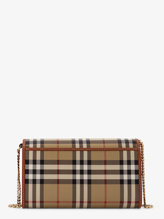 Coated canvas shoulder bag with check pattern