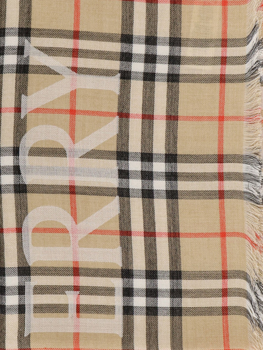 Wool and silk blend scarf with check pattern
