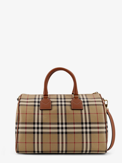 Coated canvas handbag with check pattern