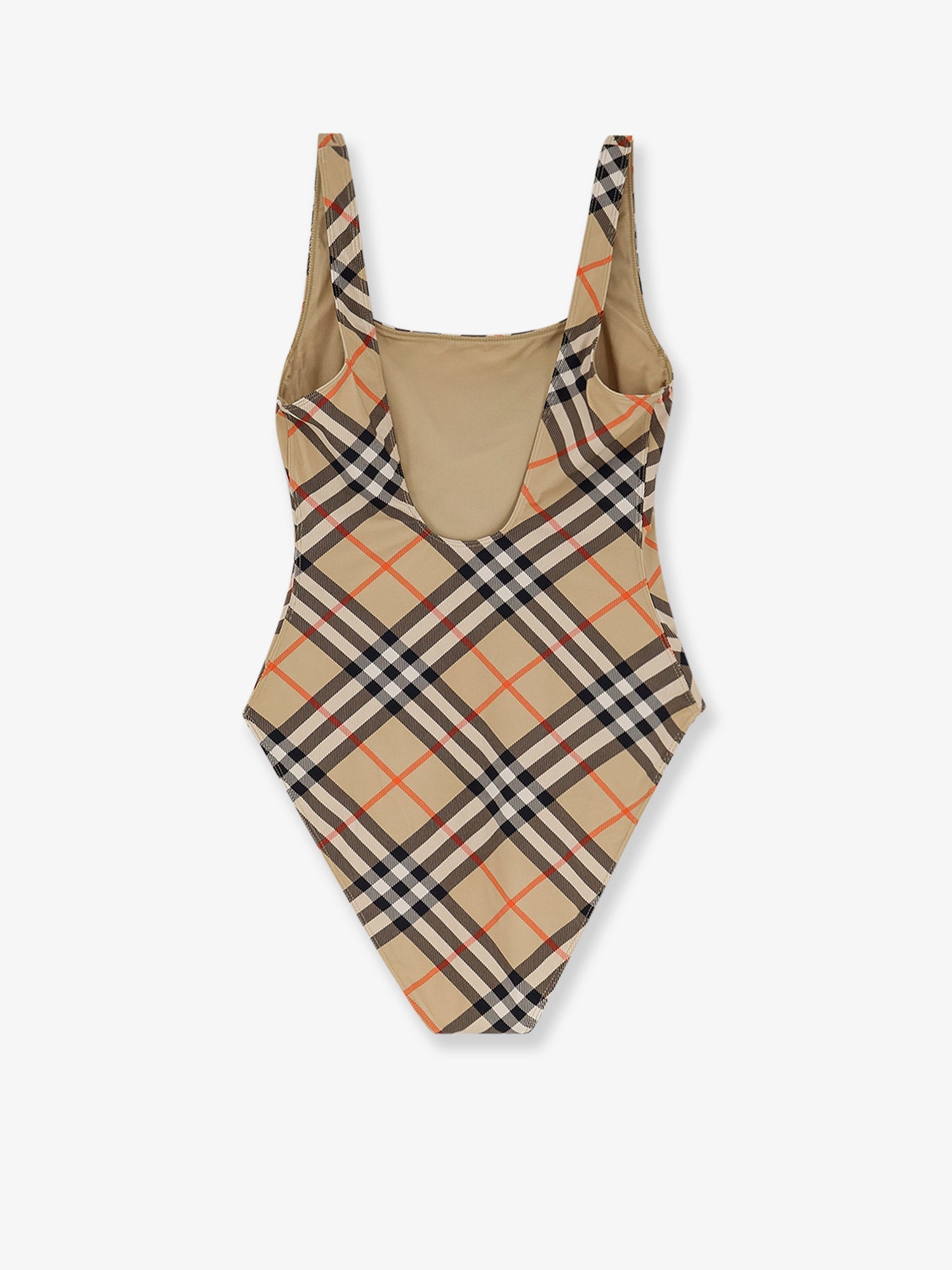 Nylon one-piece swimsuit with check print