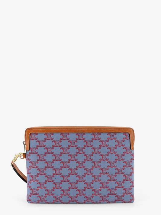 Jacquard fabric clutch bag with all-over Triomphe motif