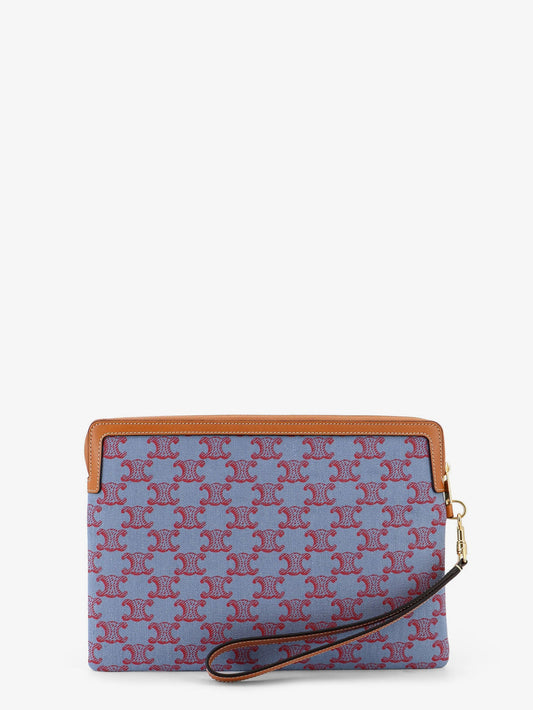 Jacquard fabric clutch bag with all-over Triomphe motif