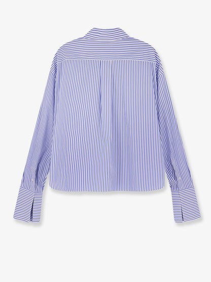 Cropped striped cotton shirt