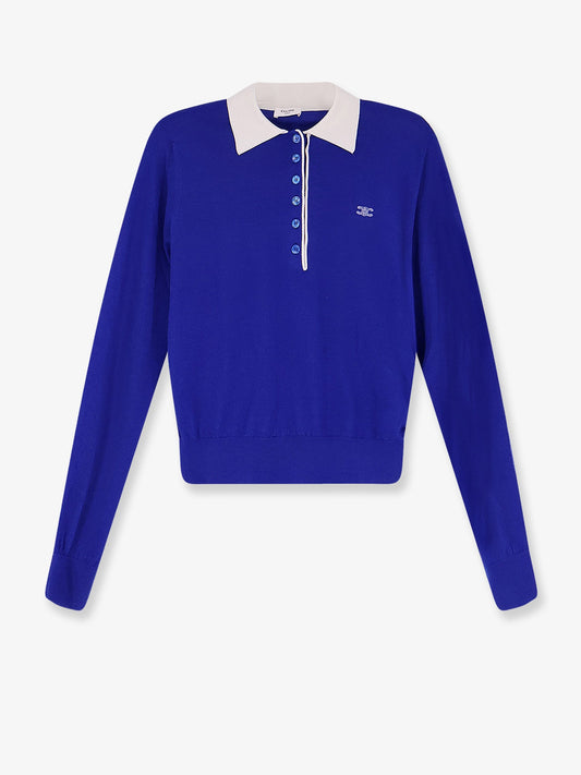 Cashmere and silk polo shirt with logo embroidery on the front