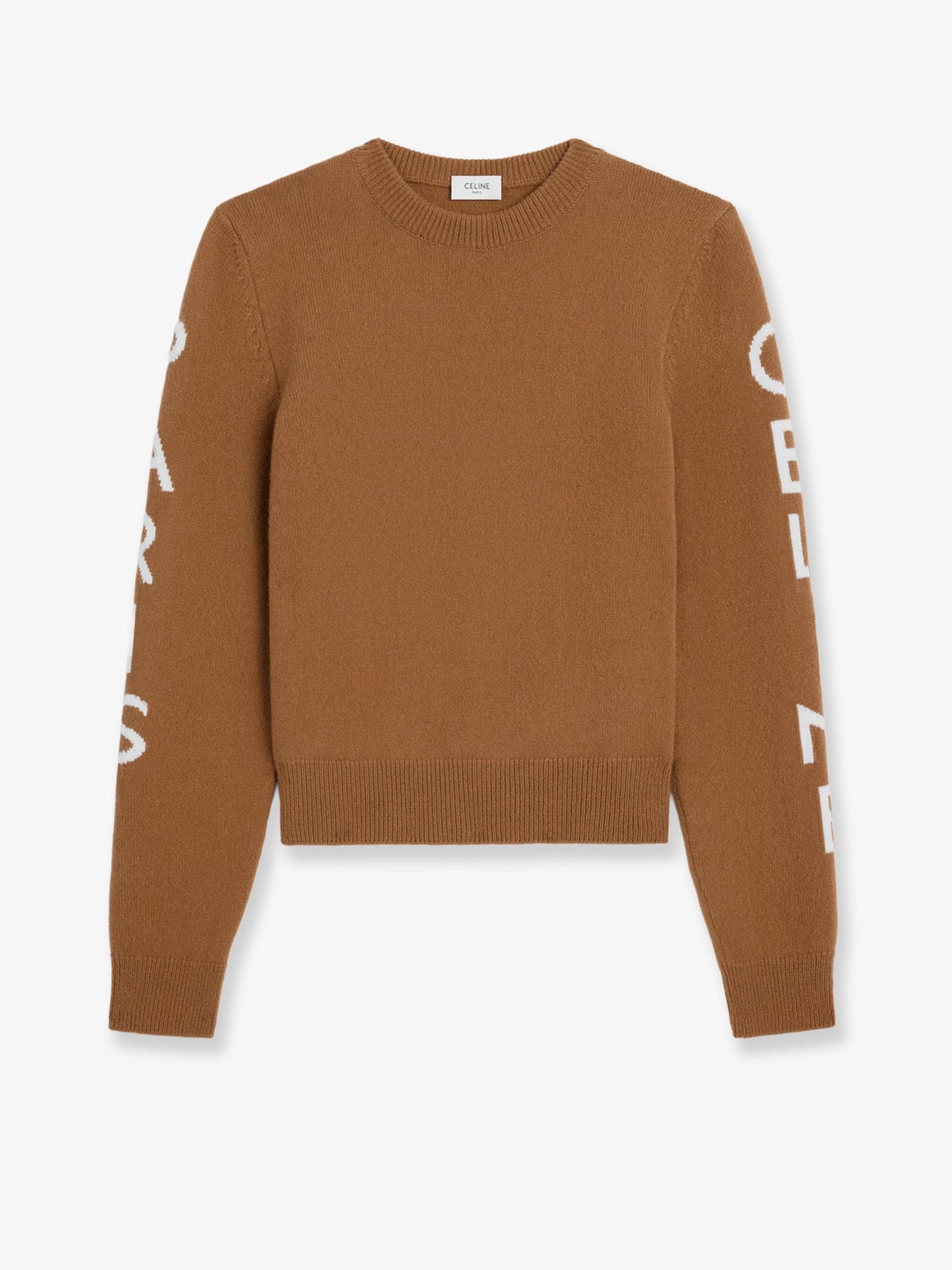 Wool sweater with logo inlay
