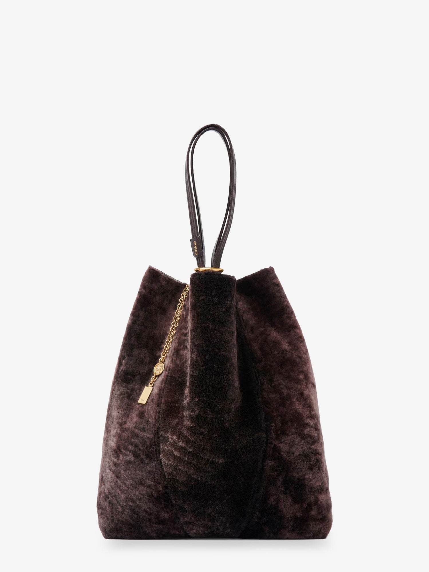 Spin shearling shoulder bag
