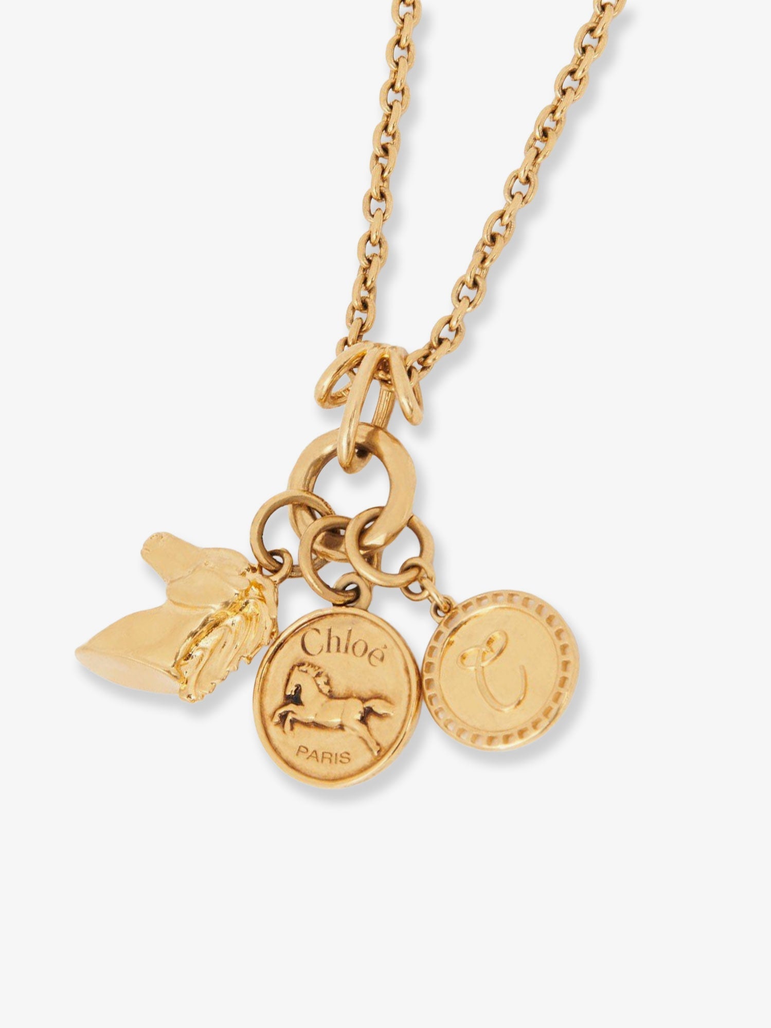 Brass necklace with charms