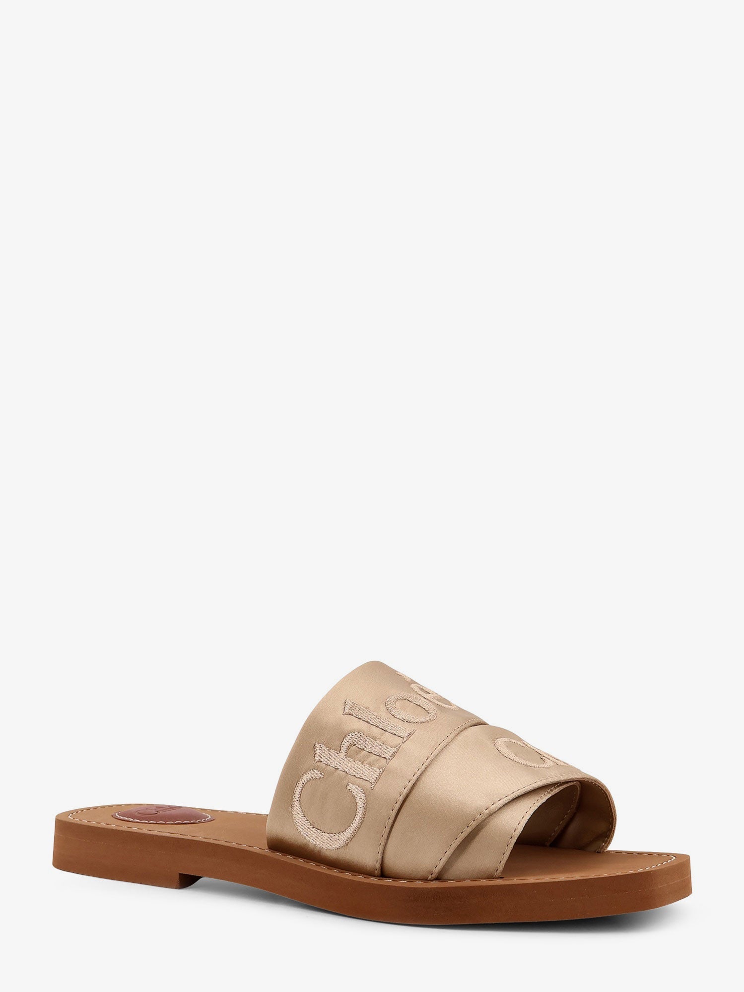 Woody satin sandals with embroidered logo