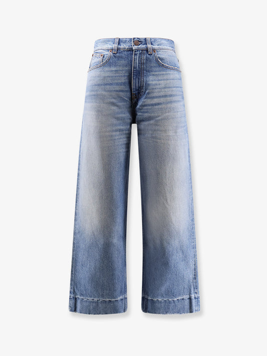 Stone-washed denim jeans
