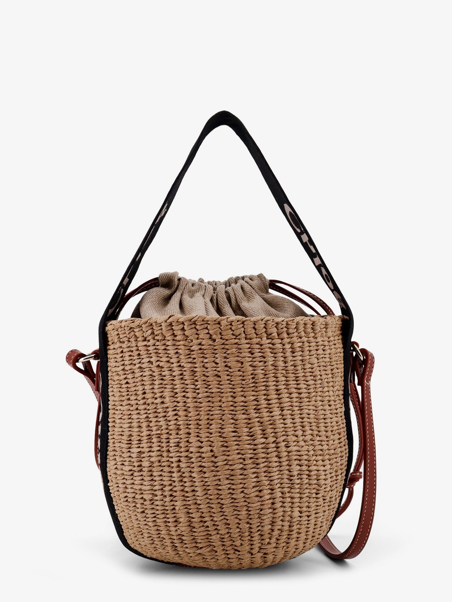 Woody raffia bucket bag