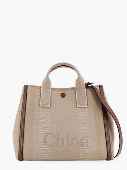 Striped jacquard fabricChloé Carry crossbody bag with oversized logo on the front