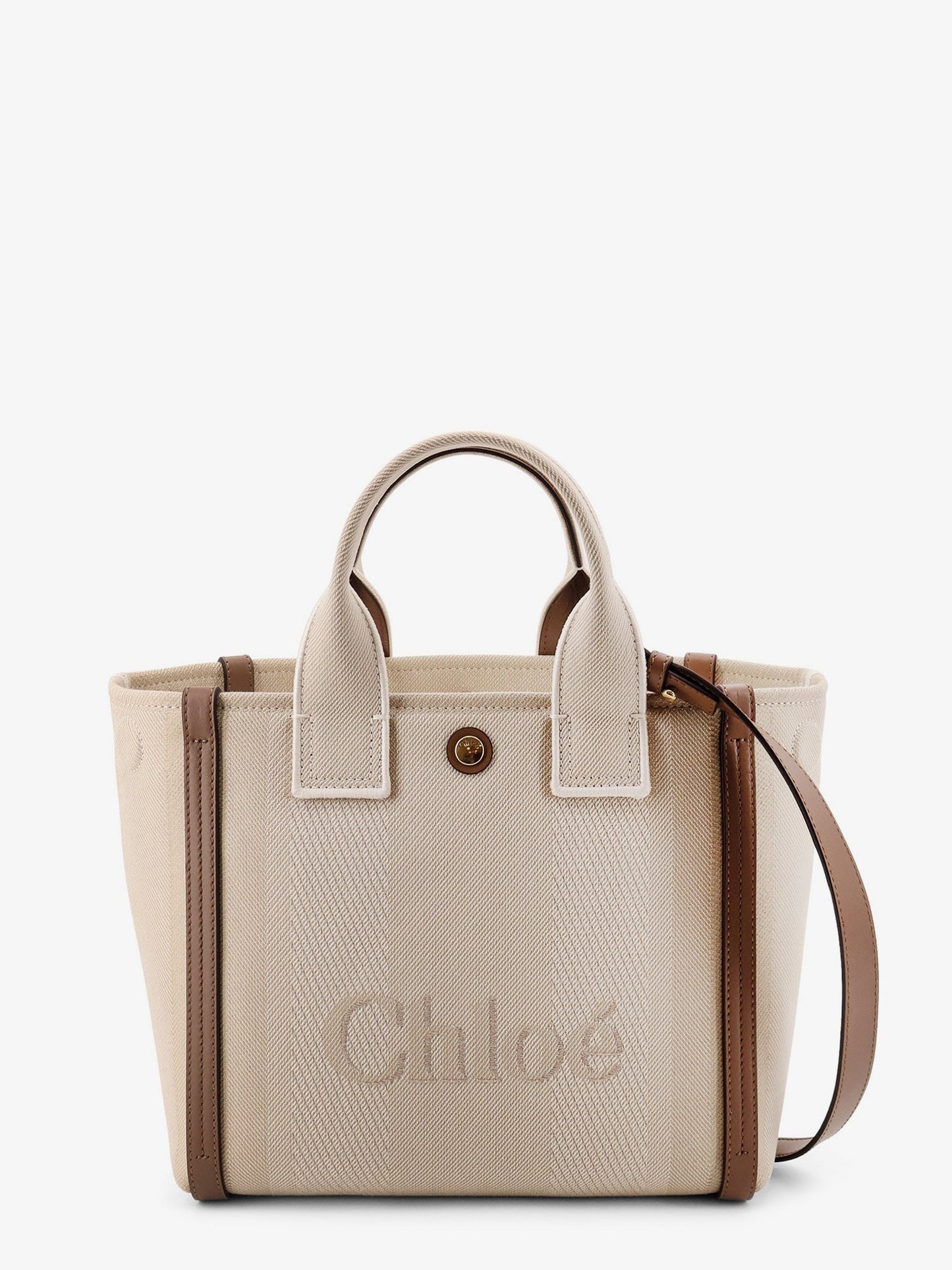 Chloé Carry canvas crossbody bag with oversized logo on the front