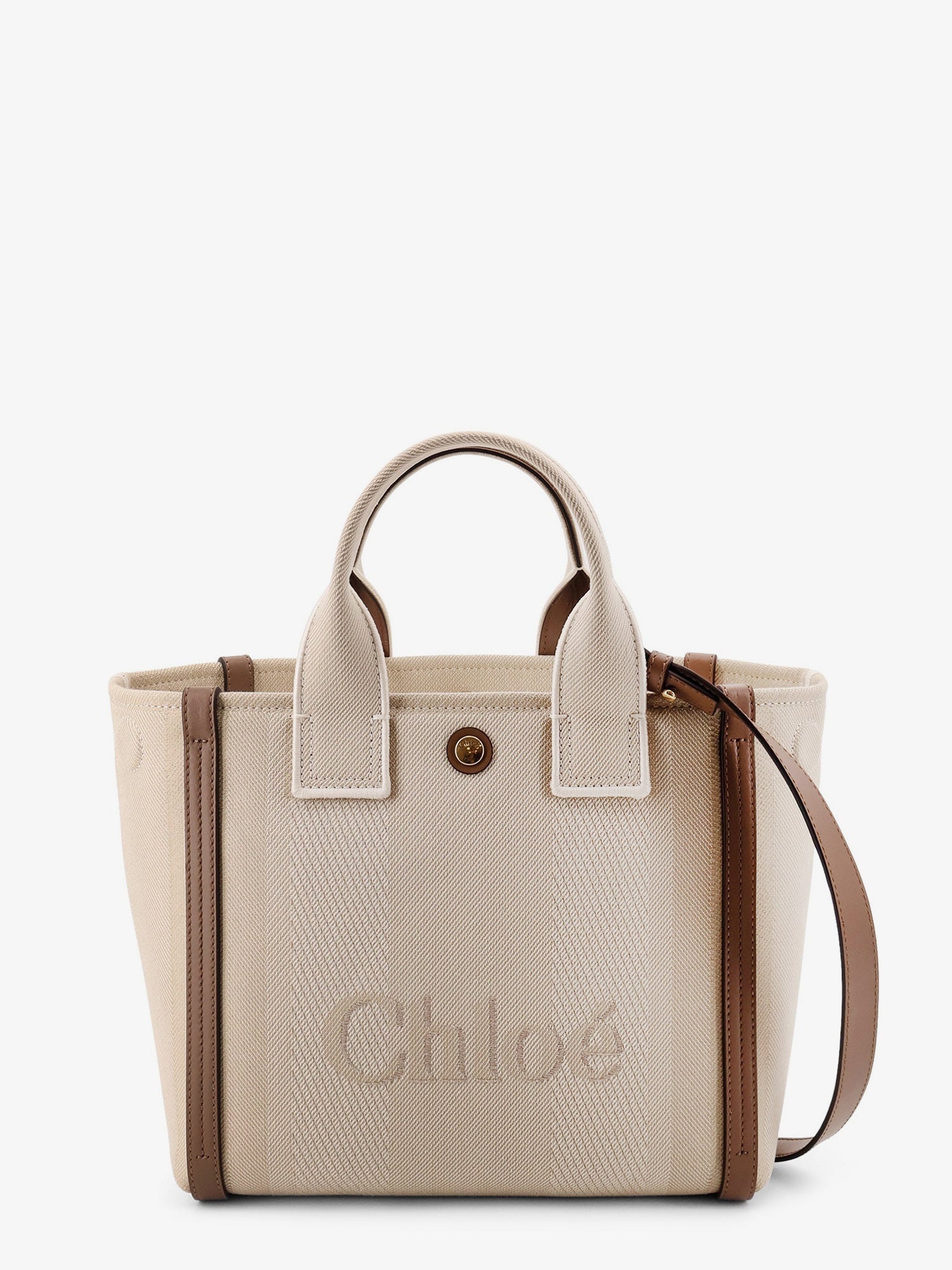 Chloé Carry canvas crossbody bag with oversized logo on the front