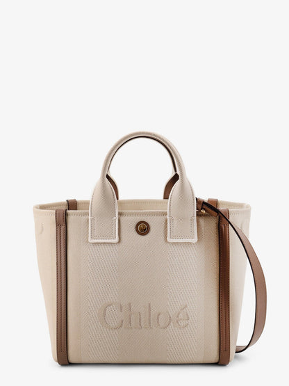 Chloé Carry canvas crossbody bag with oversized logo on the front