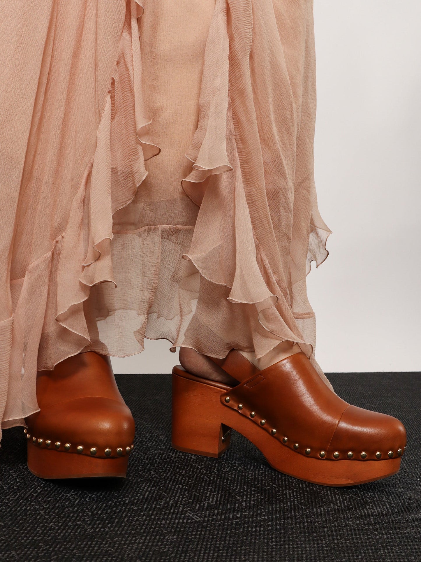 Leather and wood Jeanette sabot