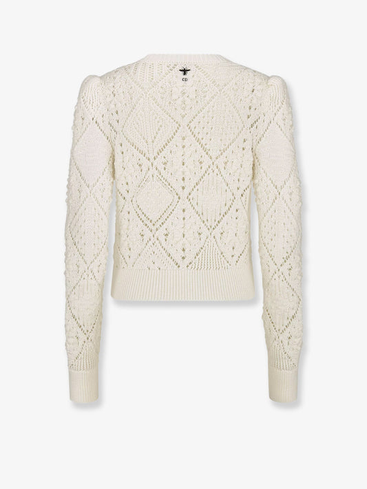 Perforated cotton sweater