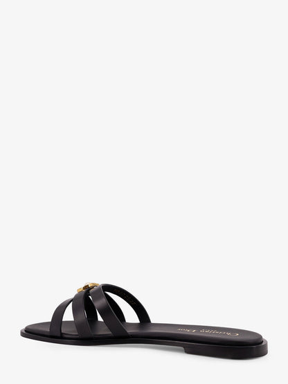 30M leather sandals with metal CD logo