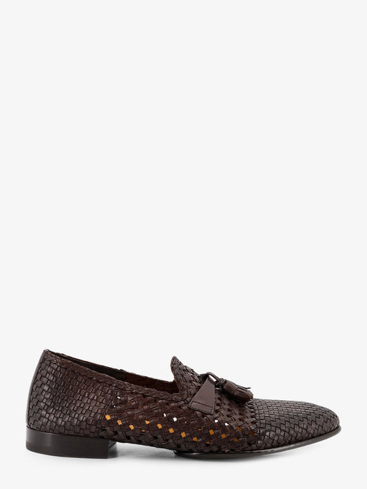 Unique leather loafers with woven detail