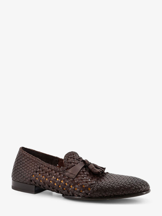 Unique leather loafers with woven detail