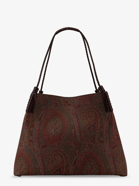 Coated canvas shoulder bag with Paisley Jacquard pattern