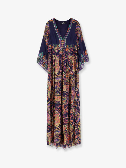 Multicolor viscose long dress
