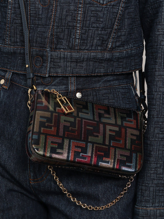 Baguette FF fabric clutch bag