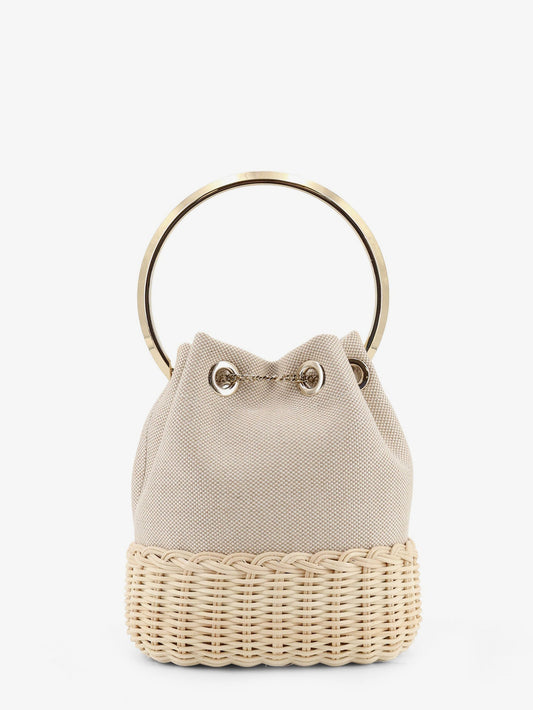Bon Bon raffia and canvas bucket bag
