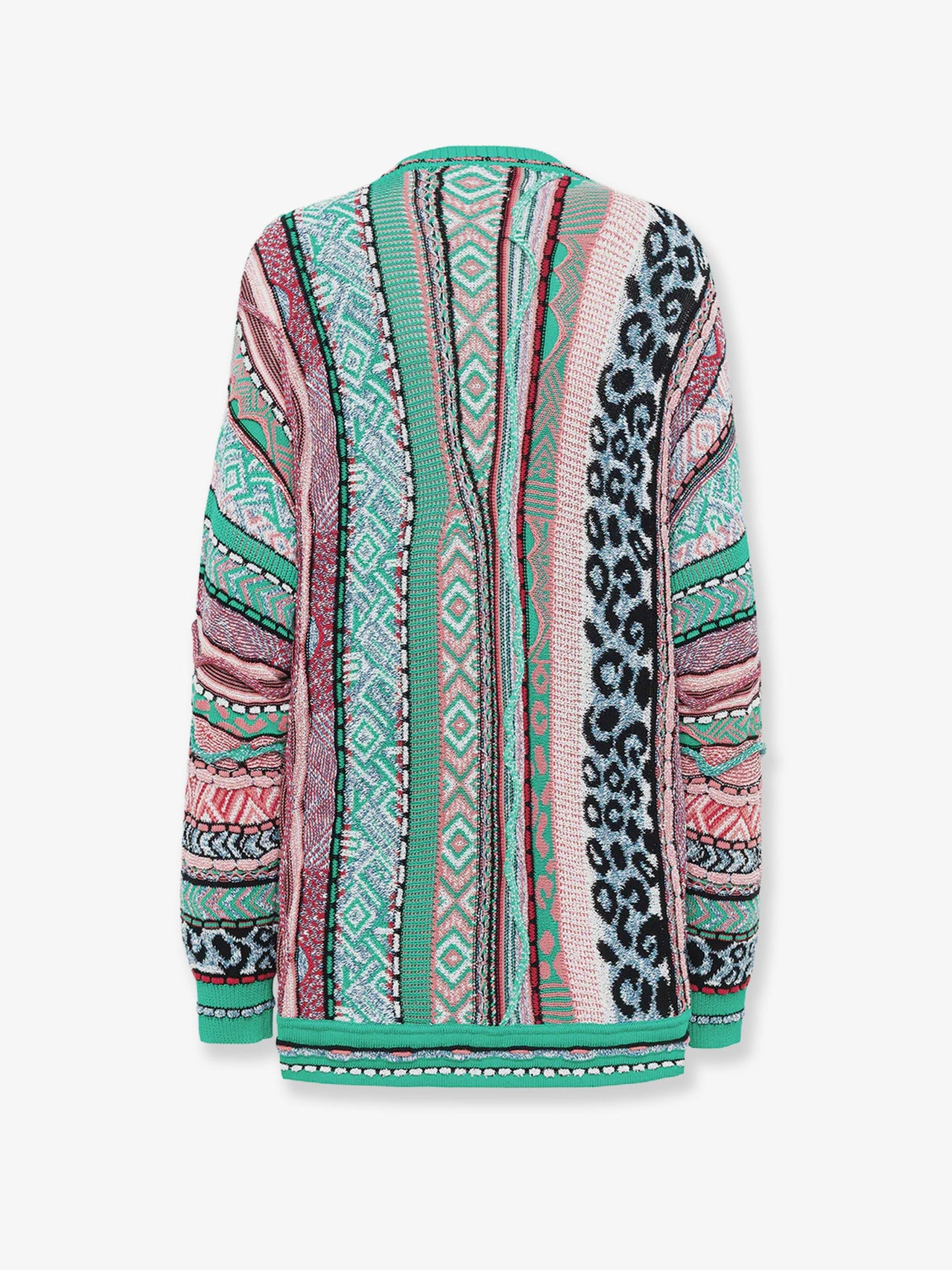 Multicolor jacquard cotton cardigan