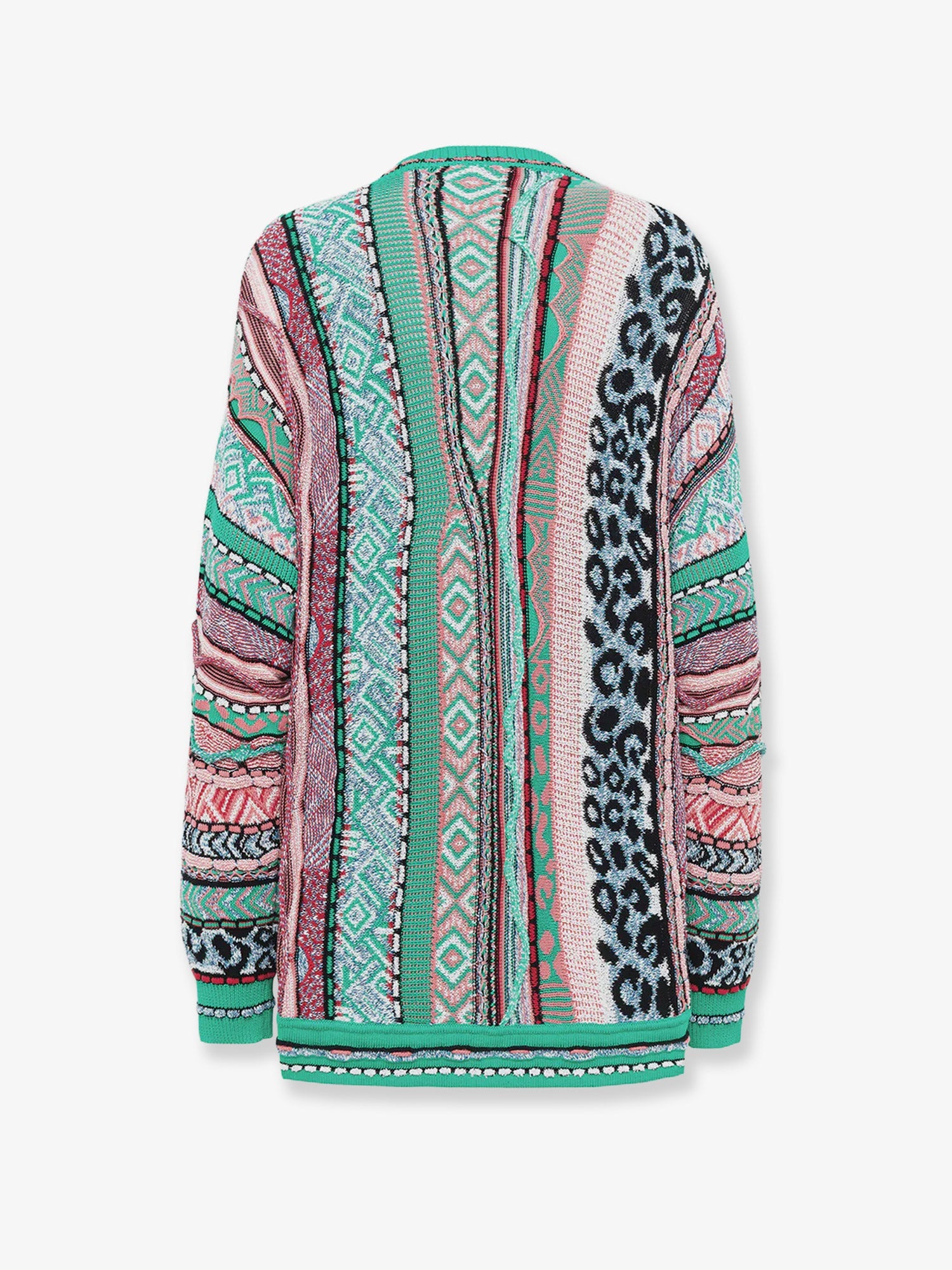 Multicolor jacquard cotton cardigan