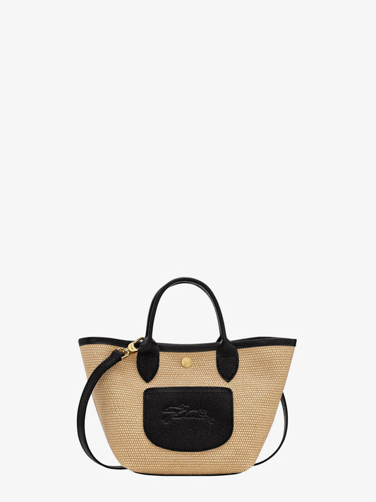 Le Panet Pliage XS raffia and leather crossbody bag