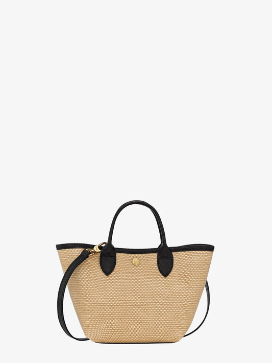 Le Panet Pliage XS raffia and leather crossbody bag