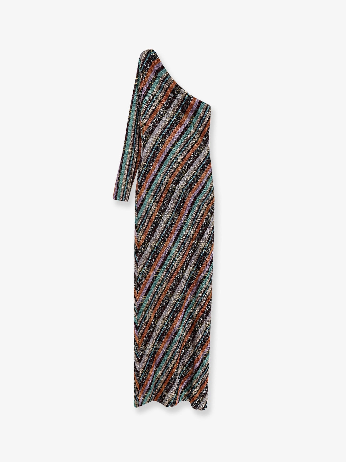 Viscose blend long dress with chevron pattern