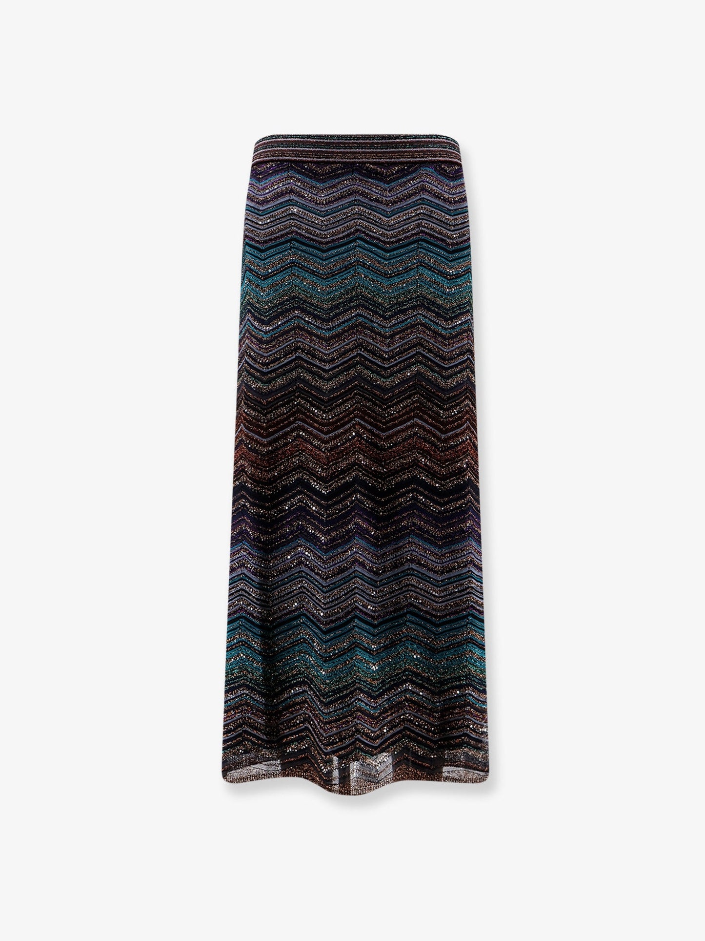 Viscose skirt with laminated chevron pattern