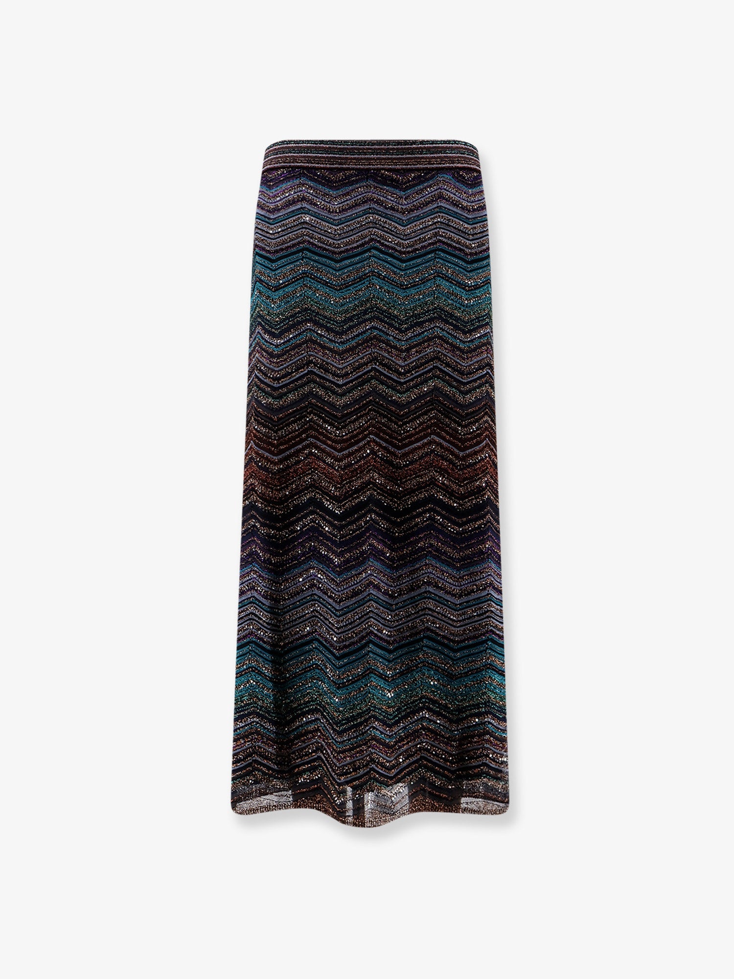 Viscose skirt with laminated chevron pattern