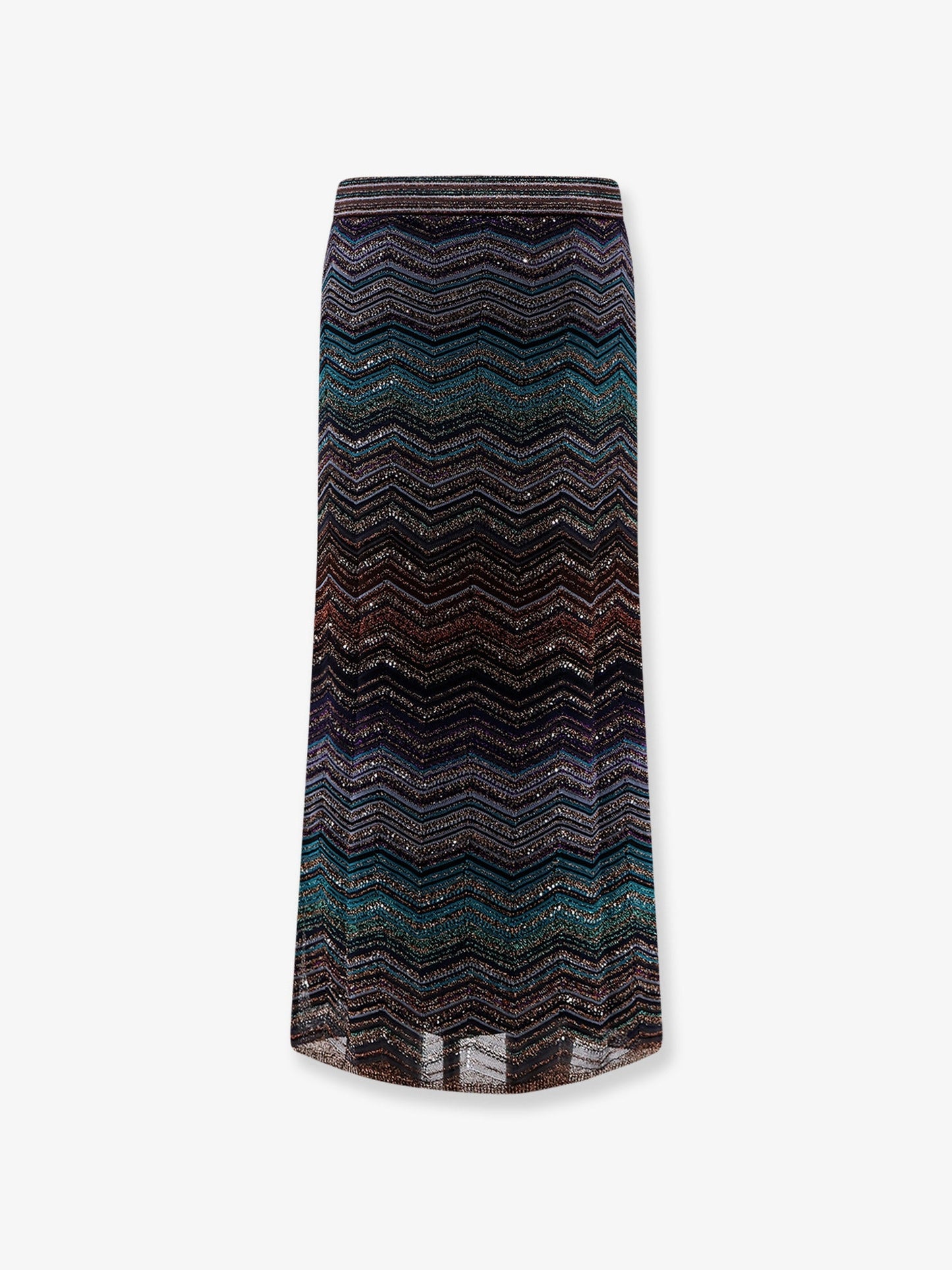 Viscose skirt with laminated chevron pattern
