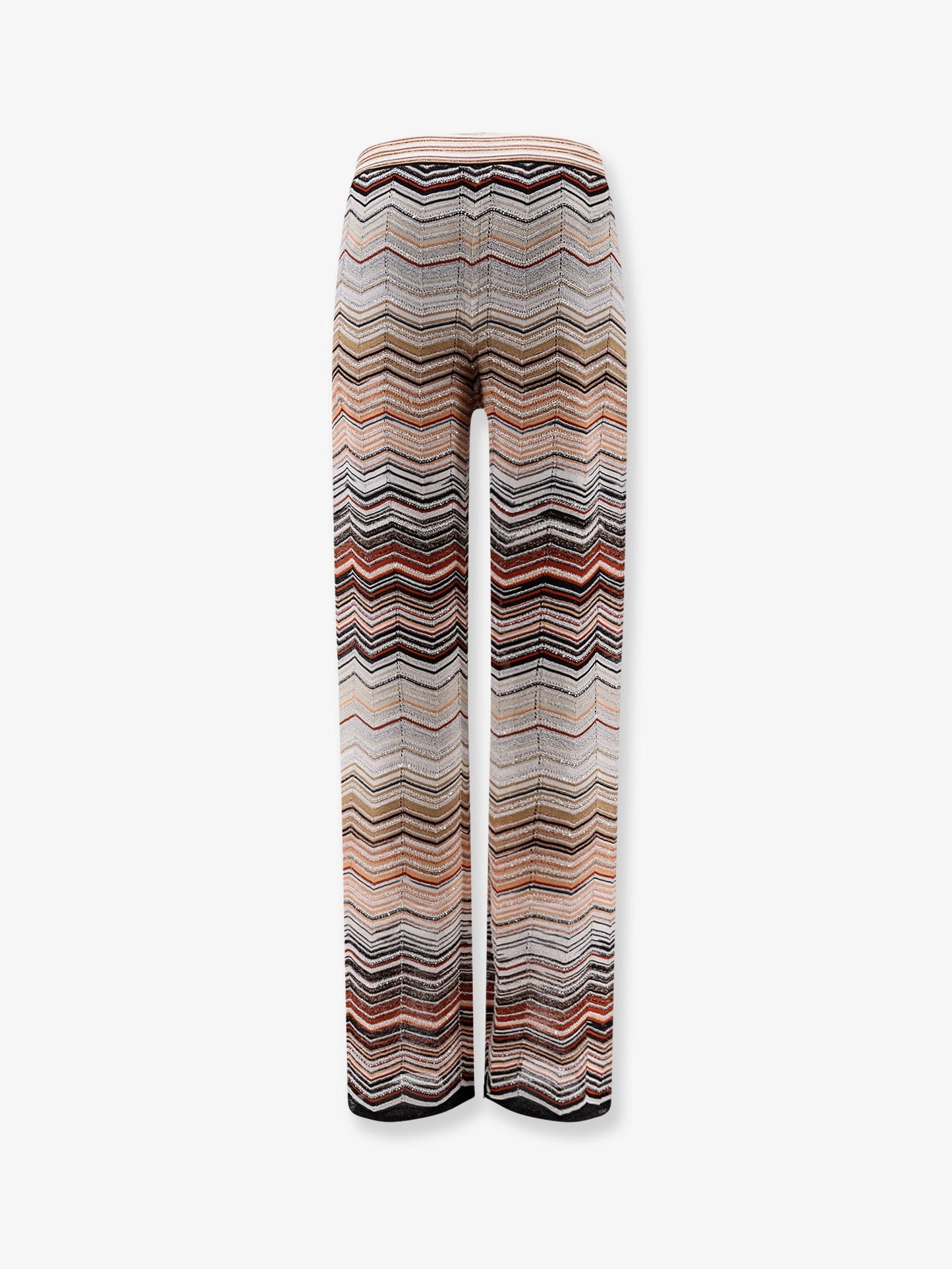 Viscose trousers with laminated chevron pattern