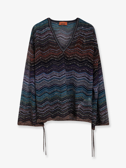 Viscose and metallic fiber sweater