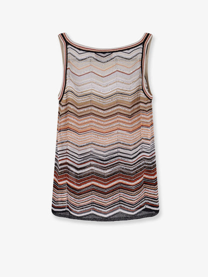 Viscose tank top with laminated chevron pattern