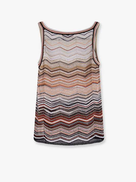 Viscose tank top with laminated chevron pattern
