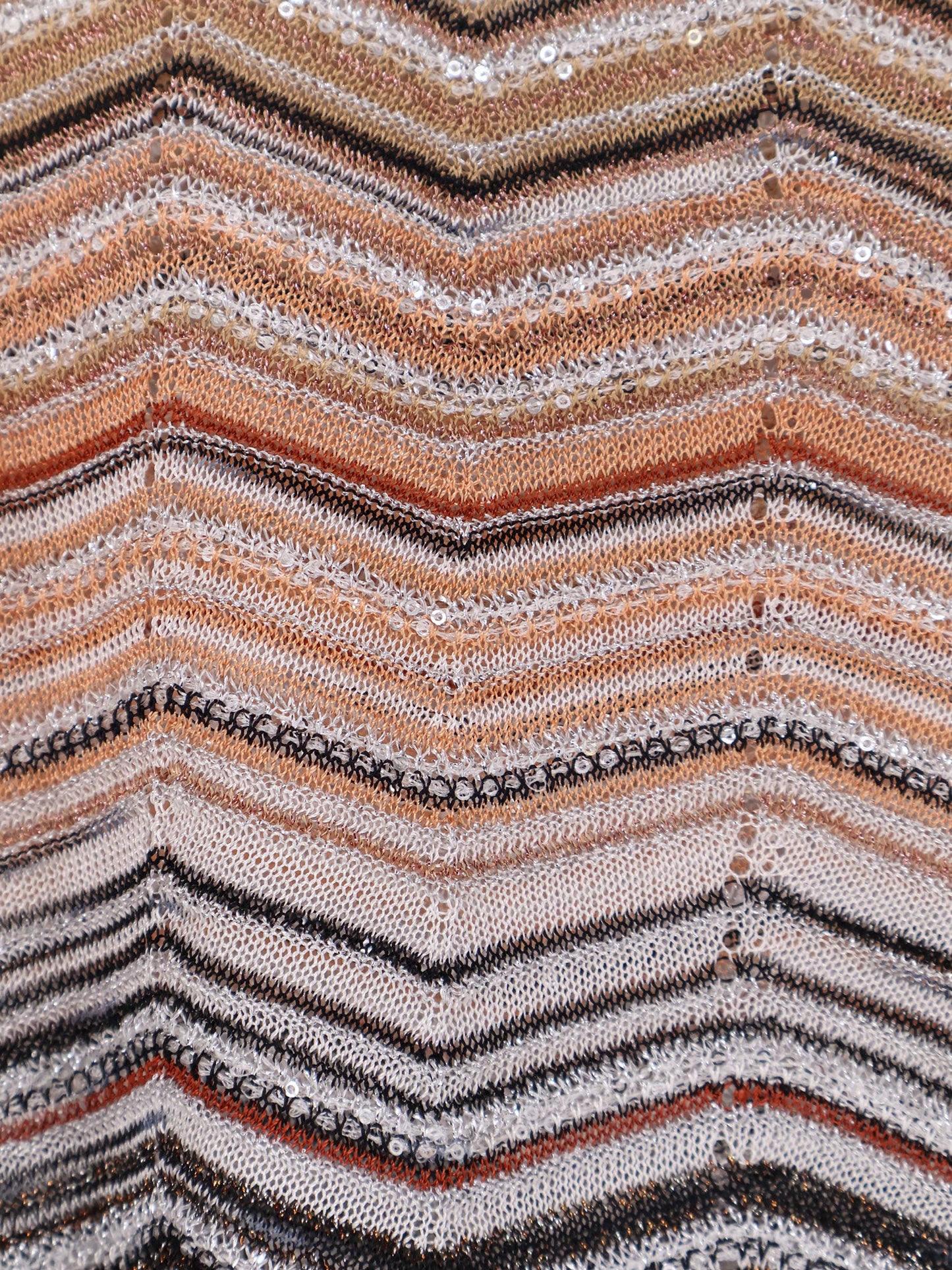 Viscose tank top with laminated chevron pattern