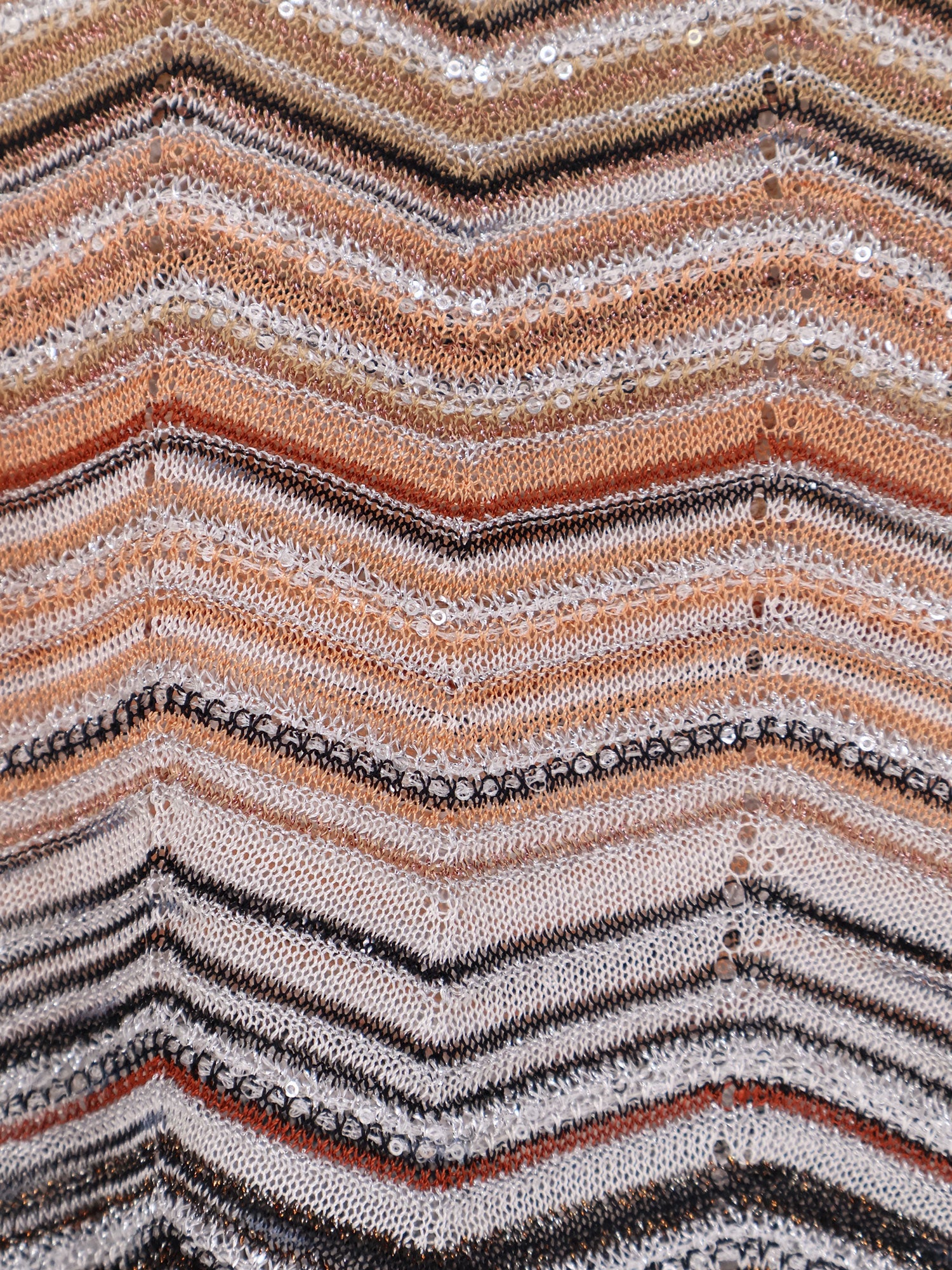 Viscose tank top with laminated chevron pattern