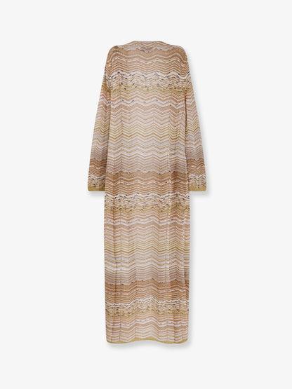 Long chevron motif cardigan with all-over sequins