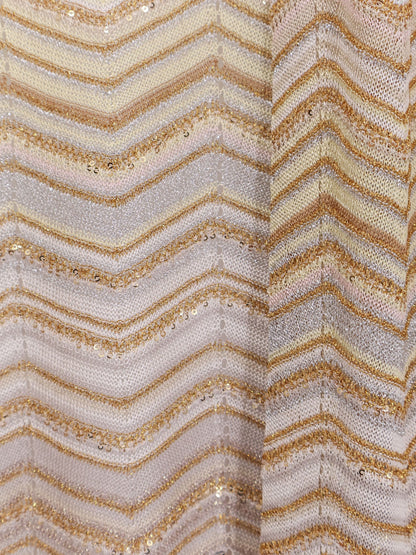 Long chevron motif cardigan with all-over sequins